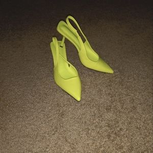Lime green, pointed toe sling back